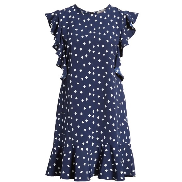 SOLD Diamond Print A-Line Flounce Dress - Picture 5 of 5